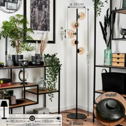 hofstein Lampadaire - Verre 12 cm Remaisnil Ambre, 5 lumières