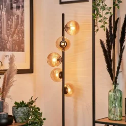 hofstein Lampadaire - Verre 12 cm Remaisnil Ambre, 5 lumières