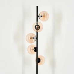 hofstein Lampadaire - Verre 12 cm Remaisnil Ambre, 5 lumières