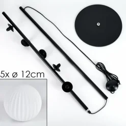 hofstein Lampadaire - Verre 12 cm Remaisnil Blanc, 5 lumières