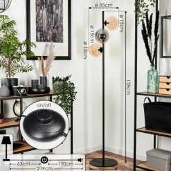 hofstein Lampadaire - Verre 15 cm Remaisnil Ambre, Fumé, 3 lumières