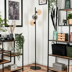 hofstein Lampadaire - Verre 15 cm Remaisnil Ambre, Fumé, 3 lumières