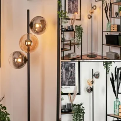 hofstein Lampadaire - Verre 15 cm Remaisnil Ambre, Clair, Fumé, 3 lumières