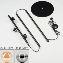 hofstein Lampadaire - Verre 12 cm Remaisnil Ambre, Clair, Fumé, 3 lumières