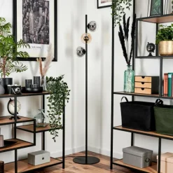 hofstein Lampadaire - Verre 12 cm Remaisnil Ambre, Clair, Fumé, 3 lumières