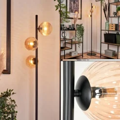 hofstein Lampadaire - Verre 12 cm Remaisnil Ambre, 3 lumières