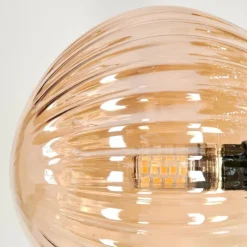 hofstein Lampadaire - Verre 12 cm Remaisnil Ambre, 3 lumières