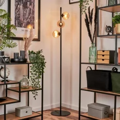 hofstein Lampadaire - Verre 12 cm Remaisnil Ambre, 3 lumières