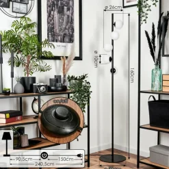 hofstein Lampadaire - Verre 10 cm Remaisnil Blanc, 5 lumières