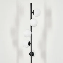 hofstein Lampadaire - Verre 10 cm Remaisnil Blanc, 5 lumières