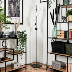 hofstein Lampadaire - Verre 10 cm Remaisnil Blanc, 5 lumières