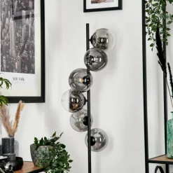 hofstein Lampadaire - Verre 15 cm Remaisnil Clair, Fumé, 6 lumières