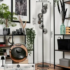 hofstein Lampadaire - Verre 15 cm Remaisnil Clair, Fumé, 6 lumières