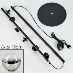 hofstein Lampadaire - Verre 15 cm Remaisnil Clair, Fumé, 6 lumières