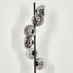 hofstein Lampadaire - Verre 15 cm Remaisnil Clair, Fumé, 6 lumières