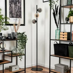 hofstein Lampadaire - Verre 12 cm Remaisnil Ambre, Fumé, 3 lumières