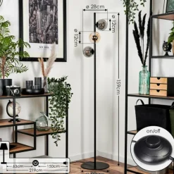 hofstein Lampadaire - Verre 12 cm Remaisnil Ambre, Fumé, 3 lumières