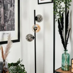 hofstein Lampadaire - Verre 12 cm Remaisnil Ambre, Fumé, 3 lumières