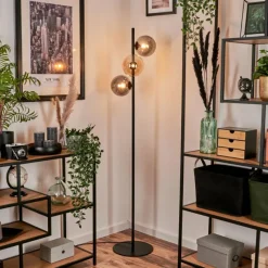 hofstein Lampadaire - Verre 15 cm Remaisnil Ambre, Fumé, 3 lumières