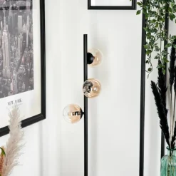 hofstein Lampadaire - Verre 10 cm Remaisnil Ambre, Clair, 3 lumières