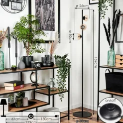 hofstein Lampadaire - Verre 10 cm Remaisnil Ambre, Clair, 3 lumières