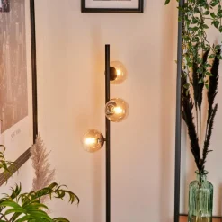 hofstein Lampadaire - Verre 10 cm Remaisnil Ambre, Clair, 3 lumières