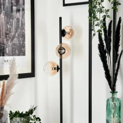 hofstein Lampadaire - Verre 12 cm Remaisnil Ambre, Clair, 3 lumières