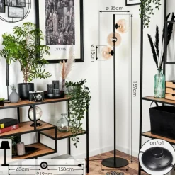 hofstein Lampadaire - Verre 15 cm Remaisnil Ambre, Clair, 3 lumières