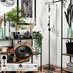 hofstein Lampadaire - Verre 10 cm Remaisnil Blanc, 5 lumières