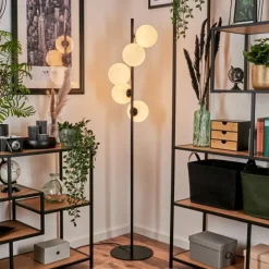 hofstein Lampadaire - Verre 15 cm Remaisnil Blanc, 5 lumières