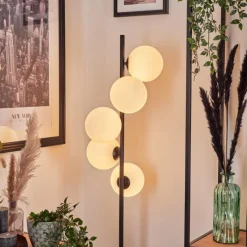 hofstein Lampadaire - Verre 15 cm Remaisnil Blanc, 5 lumières