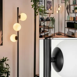 hofstein Lampadaire - Verre 10 cm Remaisnil Blanc, 3 lumières