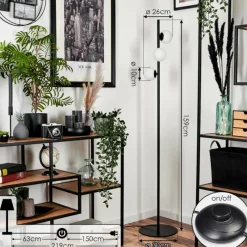 hofstein Lampadaire - Verre 10 cm Remaisnil Blanc, 3 lumières