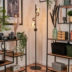 hofstein Lampadaire - Verre 10 cm Remaisnil Fumé, 5 lumières