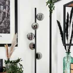 hofstein Lampadaire - Verre 10 cm Remaisnil Fumé, 5 lumières