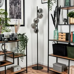 hofstein Lampadaire - Verre 15 cm Remaisnil Fumé, 5 lumières