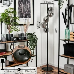 hofstein Lampadaire - Verre 15 cm Remaisnil Fumé, 5 lumières