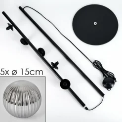 hofstein Lampadaire - Verre 15 cm Remaisnil Fumé, 5 lumières