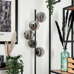 hofstein Lampadaire - Verre 15 cm Remaisnil Fumé, 5 lumières