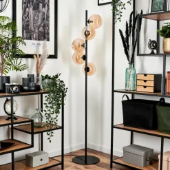 hofstein Lampadaire - Verre 15 cm Remaisnil Ambre, 5 lumières