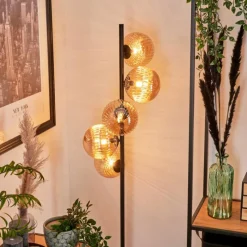 hofstein Lampadaire - Verre 15 cm Remaisnil Ambre, 5 lumières