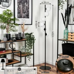 hofstein Lampadaire - Verre 12 cm Remaisnil Blanc, 6 lumières