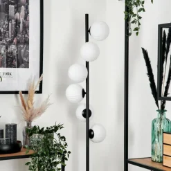 hofstein Lampadaire - Verre 12 cm Remaisnil Blanc, 6 lumières