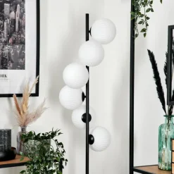 hofstein Lampadaire - Verre 15 cm Remaisnil Blanc, 6 lumières