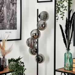 hofstein Lampadaire - Verre 15 cm Remaisnil Fumé, 6 lumières