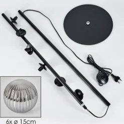 hofstein Lampadaire - Verre 15 cm Remaisnil Fumé, 6 lumières