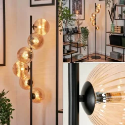 hofstein Lampadaire - Verre 15 cm Remaisnil Ambre, 6 lumières