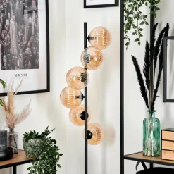 hofstein Lampadaire - Verre 15 cm Remaisnil Ambre, 6 lumières