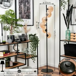 hofstein Lampadaire - Verre 15 cm Remaisnil Ambre, 6 lumières