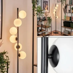 hofstein Lampadaire - Verre 12 cm Remaisnil Blanc, 6 lumières